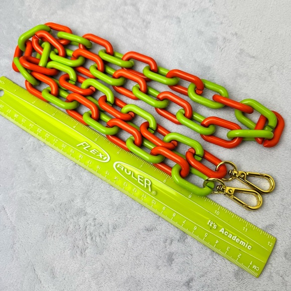 Acrylic Link Bright Orange and Green Crossbody Bag Strap - Picture 3 of 3